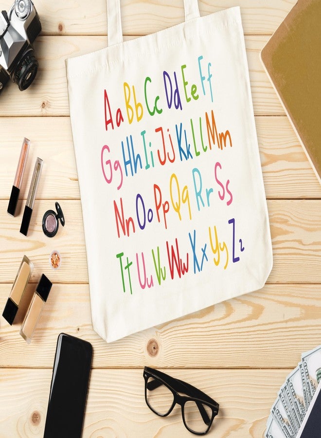 Levitatinyear Alphabets Canvas Tote Bag for Women, ABC Letters Learning Tote, Library Book Bag, Teacher Tote Bags for Books, Alphabet Gift Bag, Colorful Shoulder Bag Gifts for Her -13 - Image 5